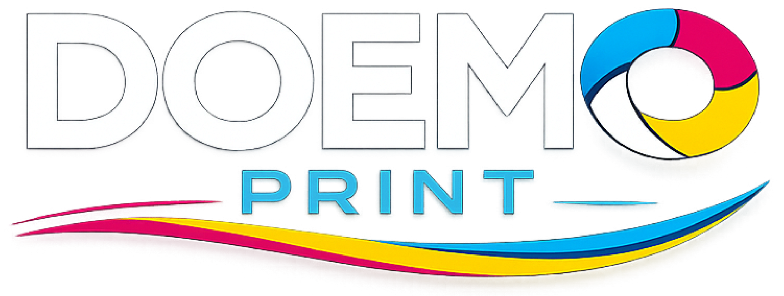 Logo DOEMO PRINT avec symbole coloré et vague